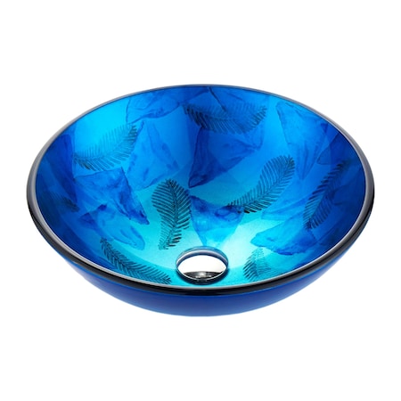 Anzzi Belissima Round Glass Vessel Bathroom Sink with Stellar Blue Finish LS-AZ915